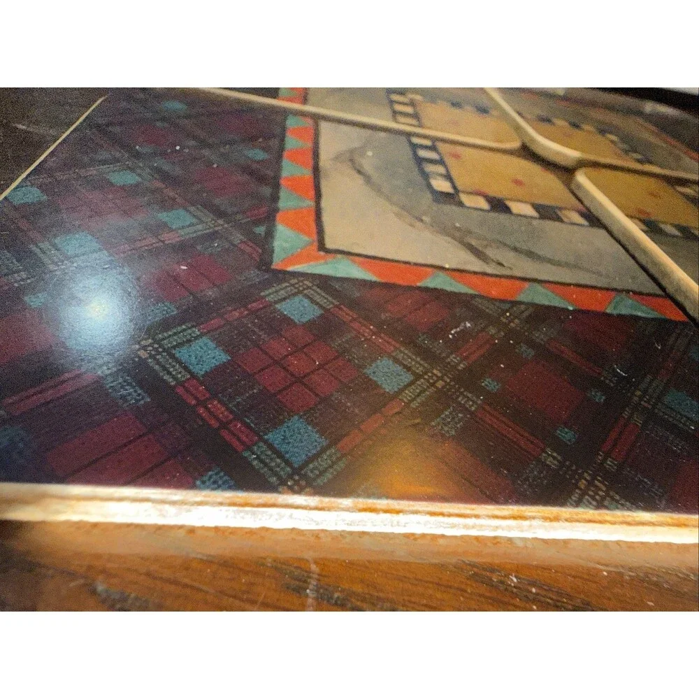 MacKenzie-Childs Pimpernel Square Cork Coaster Set Celtic Corners Plaid Dots